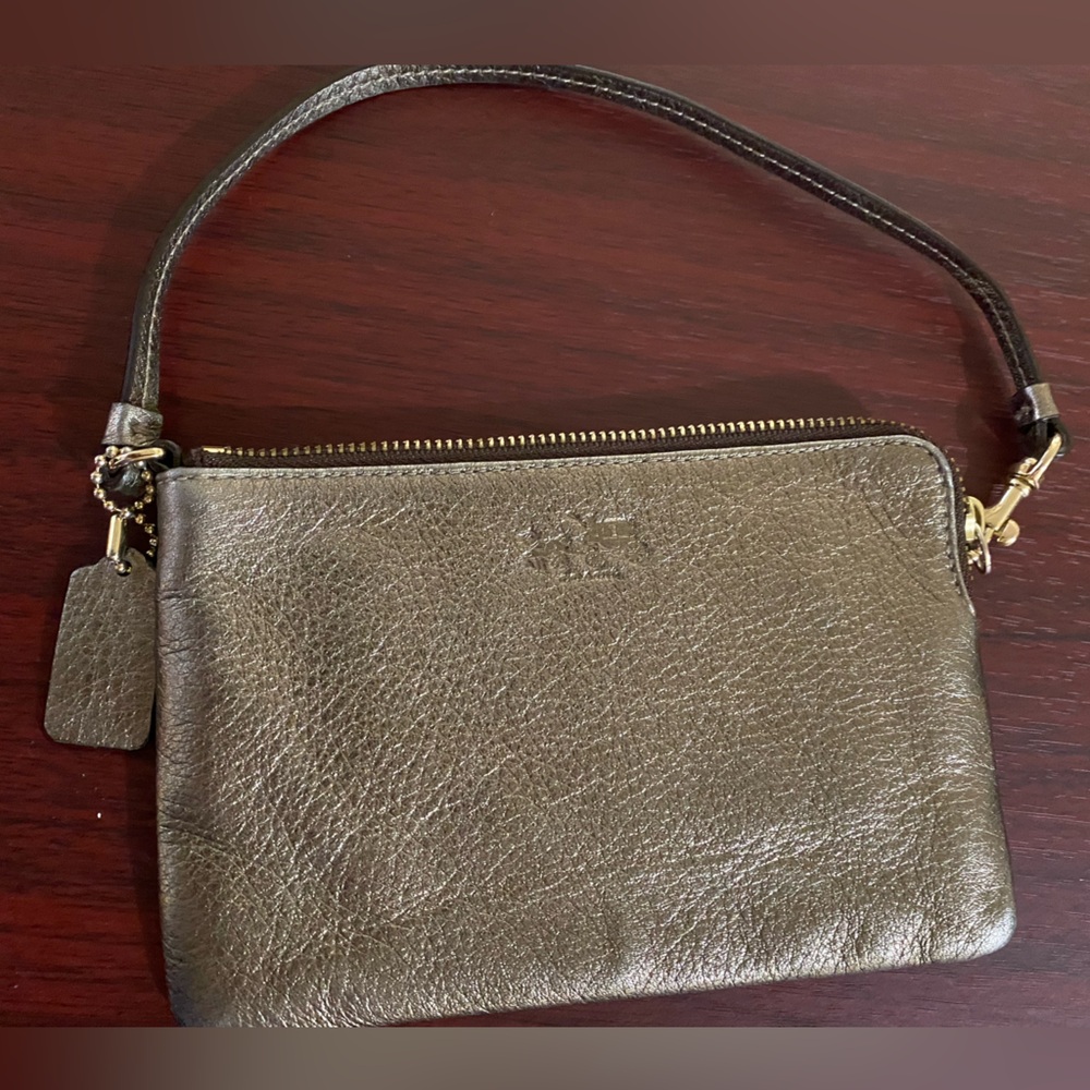 Coach Gold Metallic Clutch Wristlet